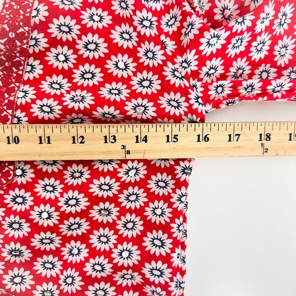 Tory Burch Jayne Mod Flower Embellished Tunic Top Sz 0 Cotton Mod Floral Boho - Picture 11 of 12